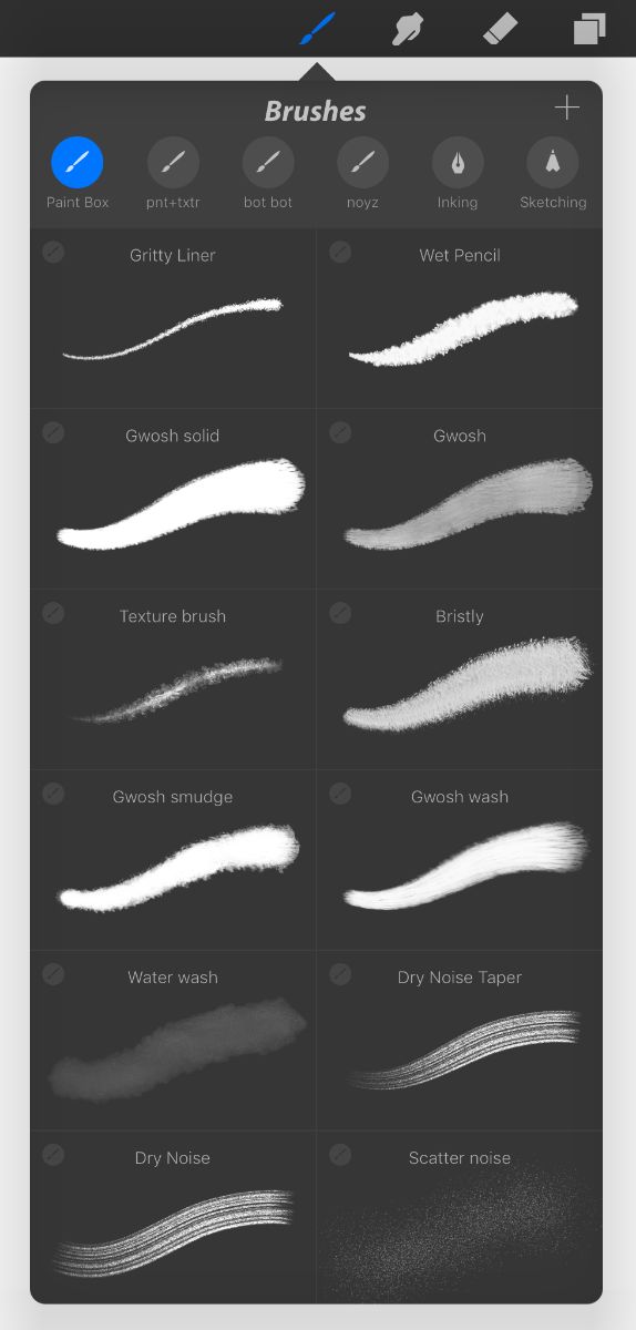 绘画颜料笔刷套装 - Procreate笔刷预览效果