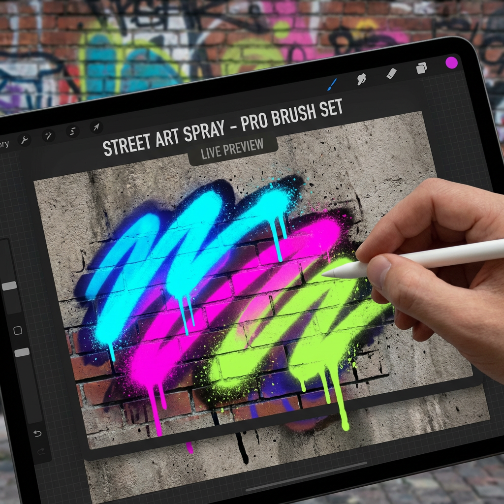 街头艺术涂鸦喷罐笔刷 - Procreate笔刷预览效果