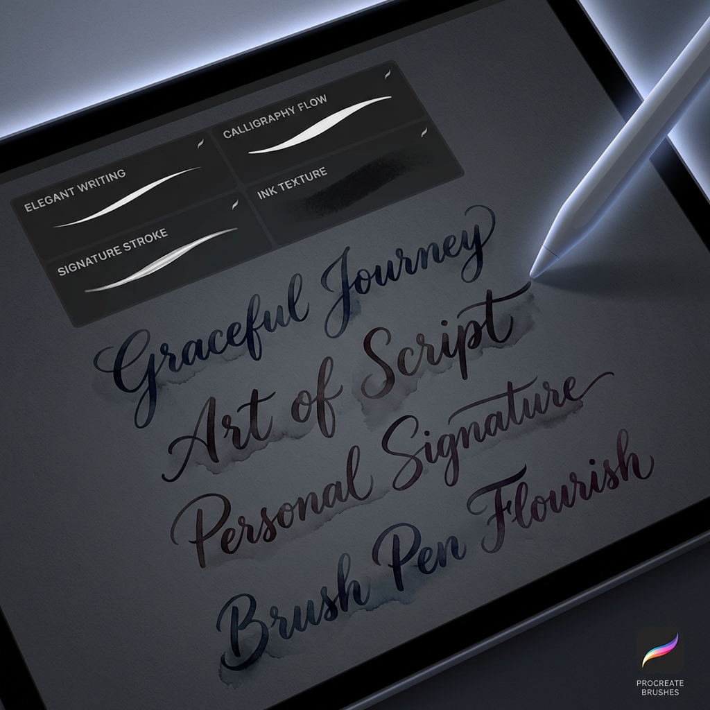 书写笔刷套装 - Procreate笔刷预览效果