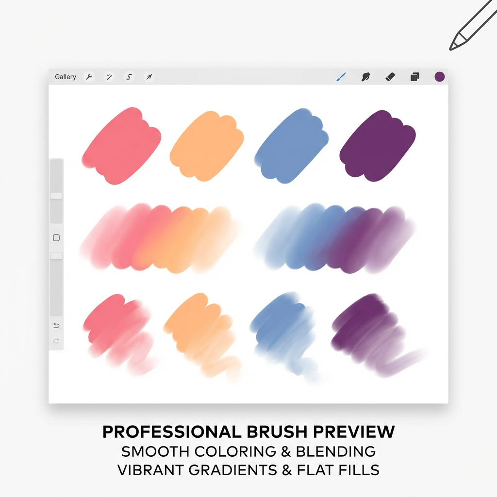 上色混合笔刷 - Procreate笔刷预览效果