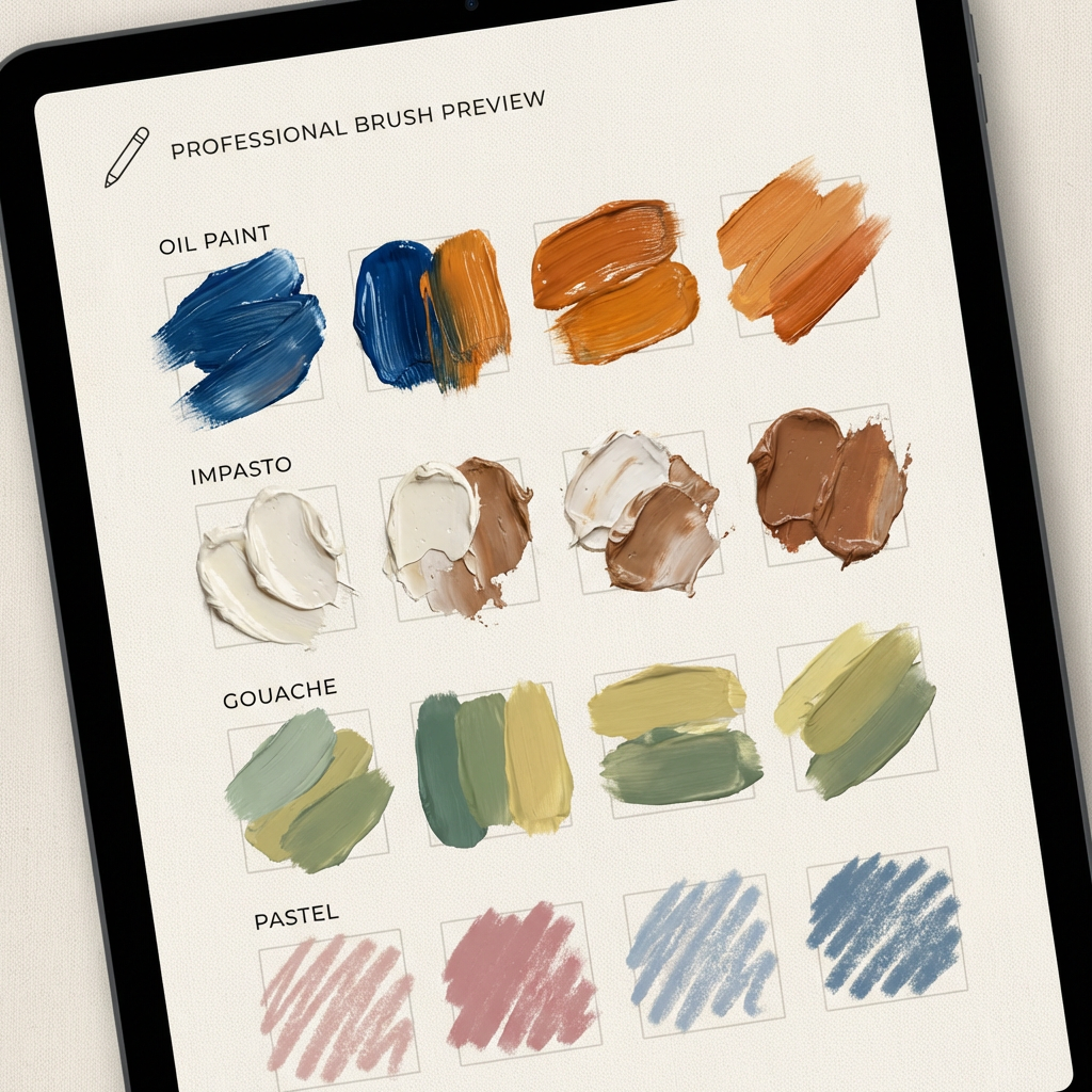 油画厚涂笔刷 - Procreate笔刷预览效果