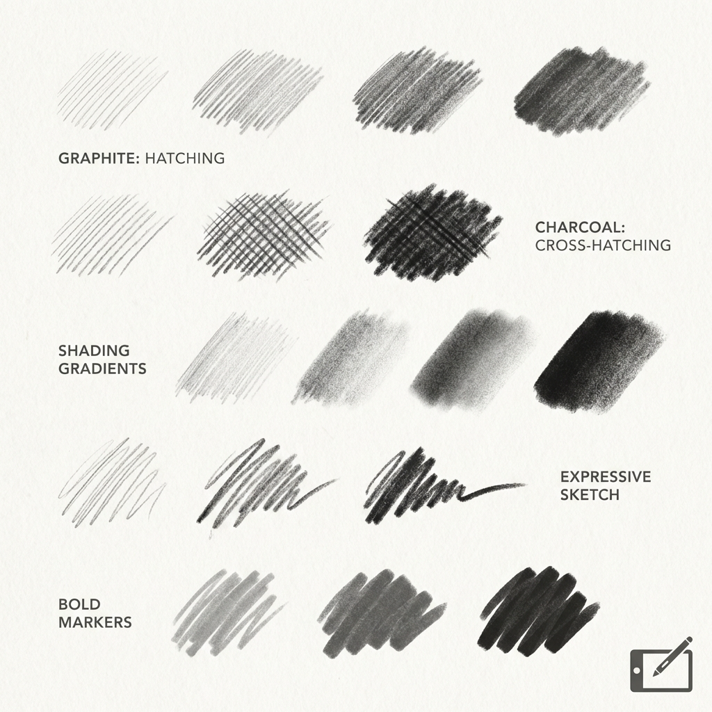 素描铅炭笔刷 - Procreate笔刷预览效果